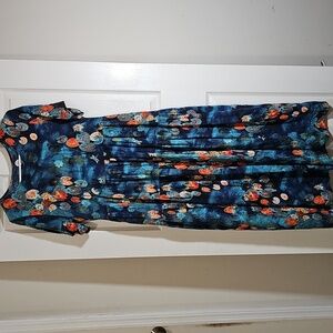 YesNo Short Sleeve Long Lily Pad Cotton Summer Dress Maxi Tier Size M